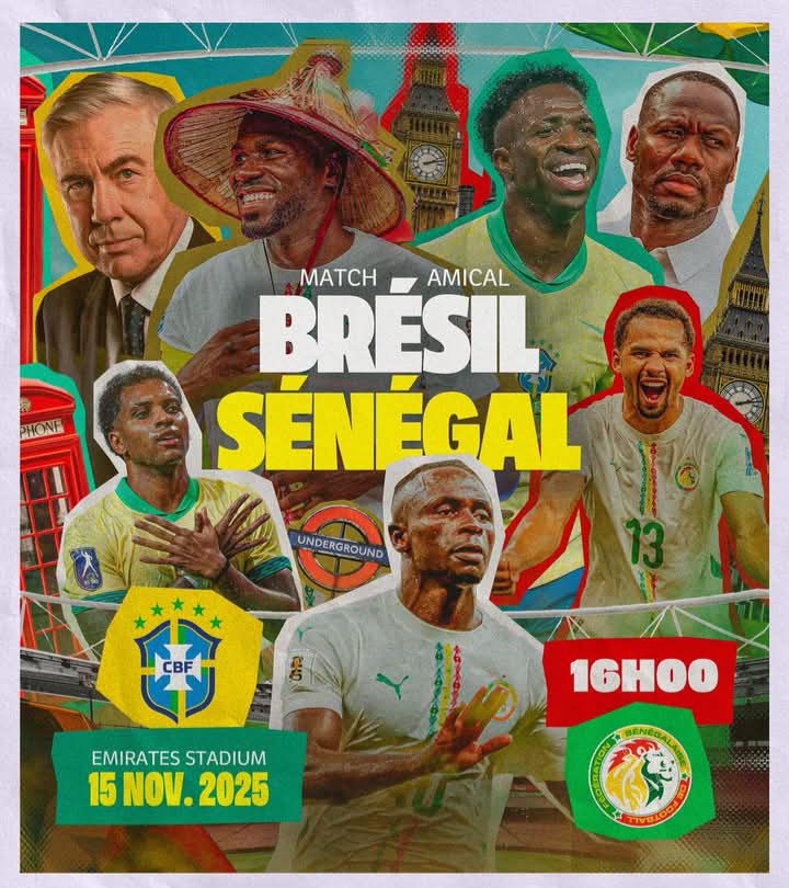 Foot: Le Sénégal affrontera le Brésil en amical le 15 novembre à Londres