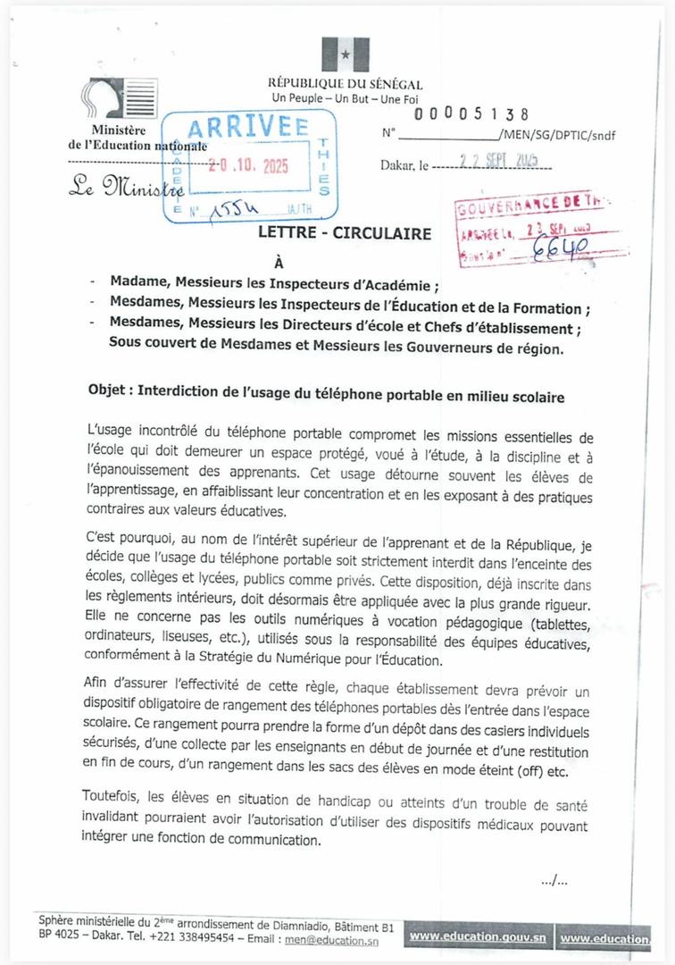 Éducation : le ministère met fin à l’usage du téléphone portable à l’école