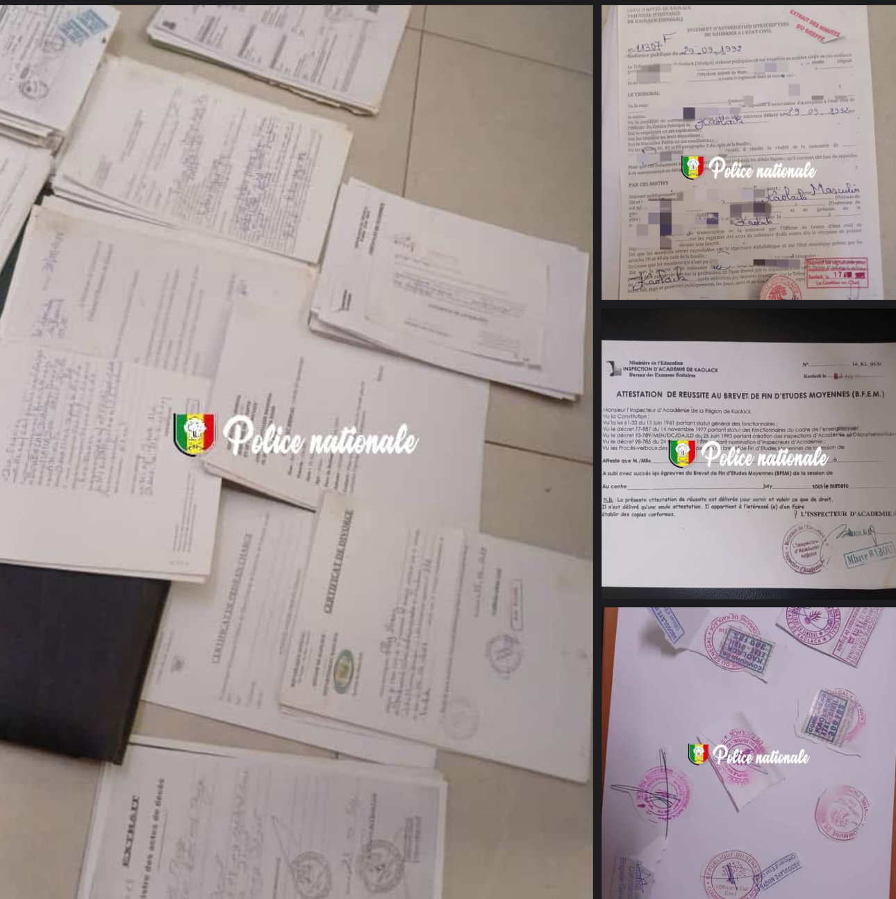 Faux documents : la DNLT de Rosso démantèle un réseau et saisie 106 extraits de naissance et 70 autorisations parentales vient 