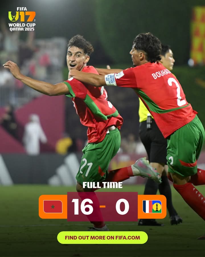 Mondial U17 : le Maroc pulvérise la Nouvelle-Calédonie (16-0)
