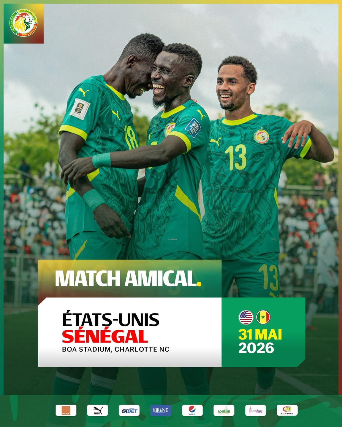 Coupe du monde : le Sénégal affrontera les États-Unis en amical le 31 mai 2026