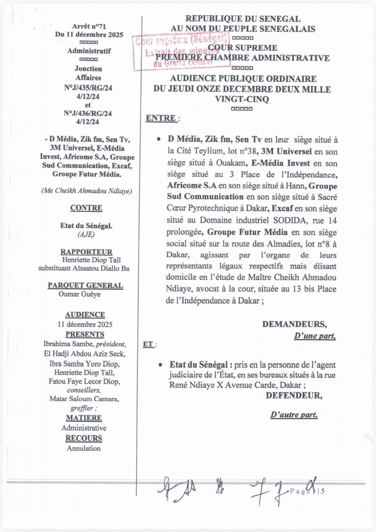 Bras de fer État–médias : la décision de la Cour suprême portant annulation des arrêtés du ministère de la Communication