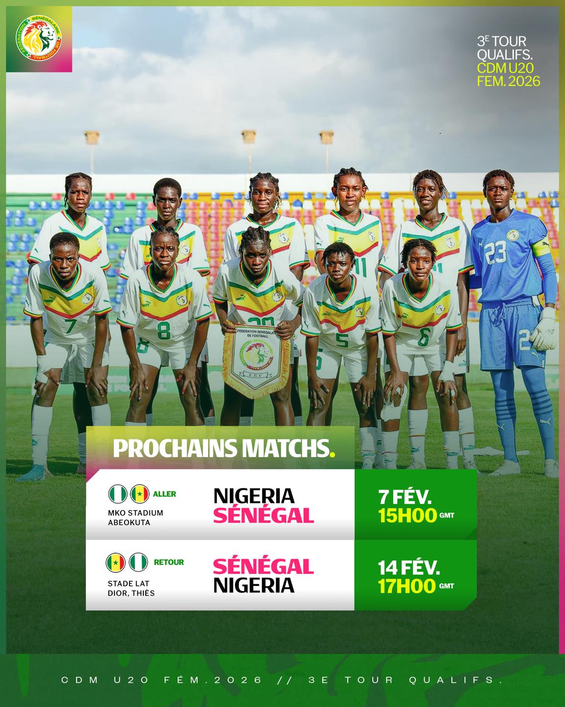 Qualifications Mondial U20 féminin: le Sénégal face au Nigeria en double confrontation