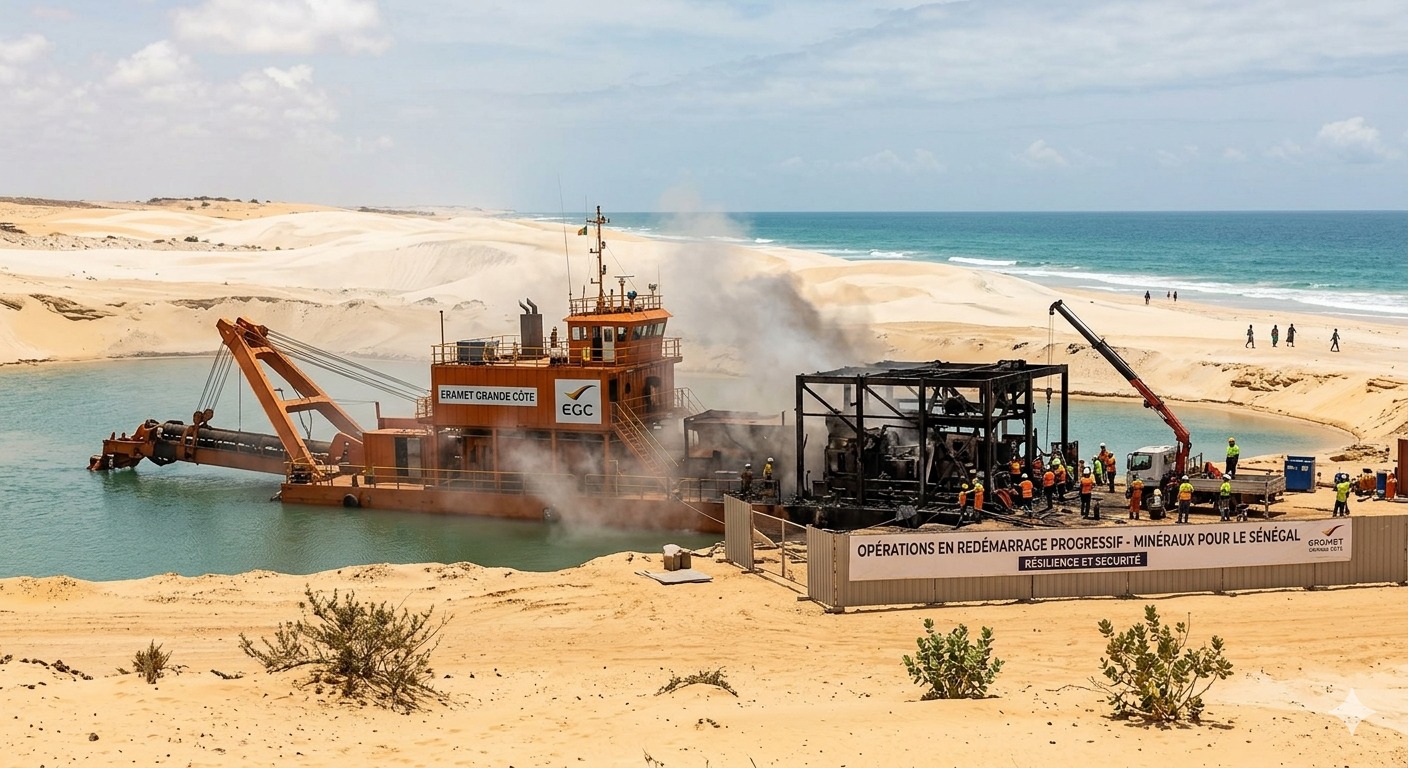 Sables minéralisés au Sénégal : Eramet suspend ses objectifs annuels après un incendie à la mine de Diogo