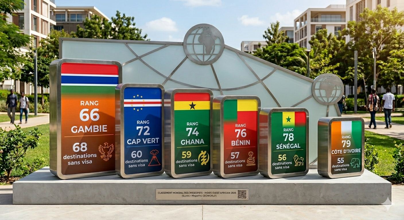 ​Passeports 2026 en Afrique de l'Ouest : La Gambie en tête, le Sénégal et la Côte d'Ivoire stagnent respectivement aux 78e et 79e rangs