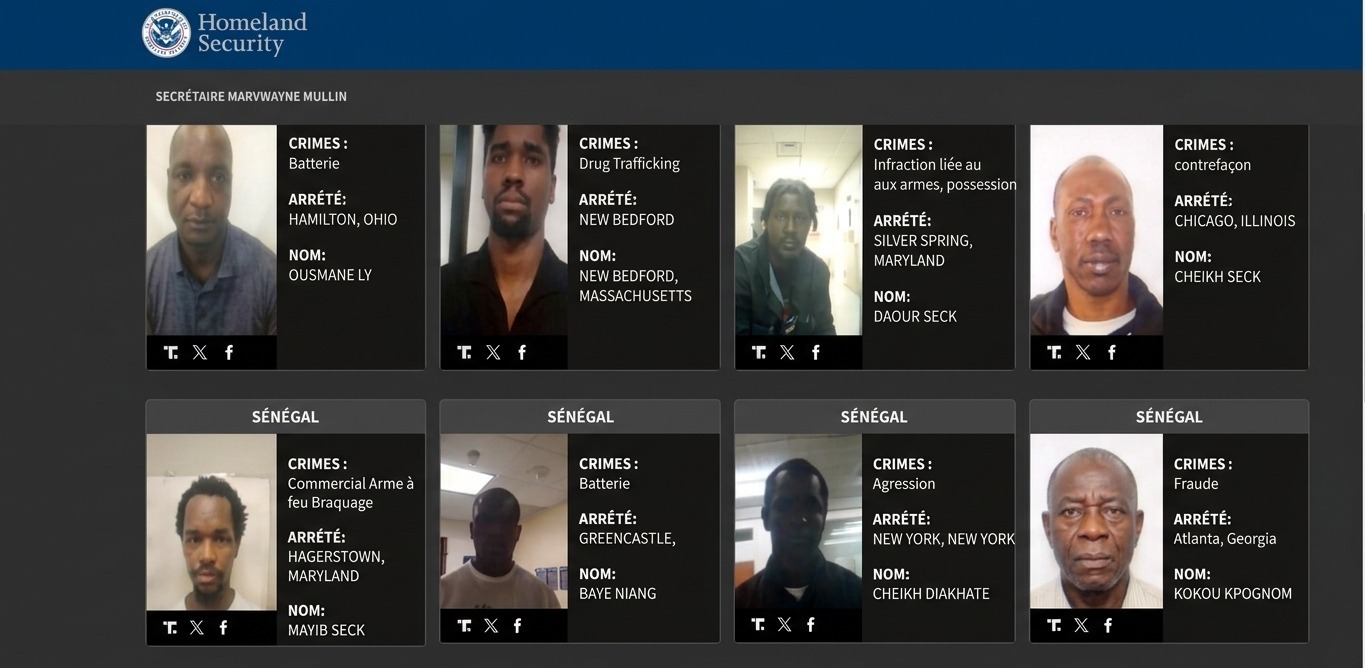 ​Menace d’expulsions massives aux États-Unis : 19 Sénégalais sur la liste des « pires criminels »