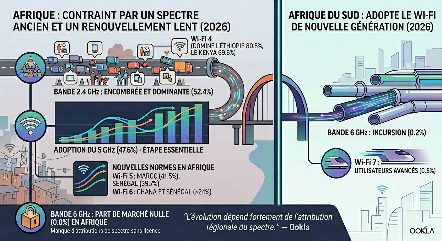 ​Rapport Ookla 2026 : L'Afrique enchaînée au Wi-Fi 4, quand le monde passe au 6 GHz