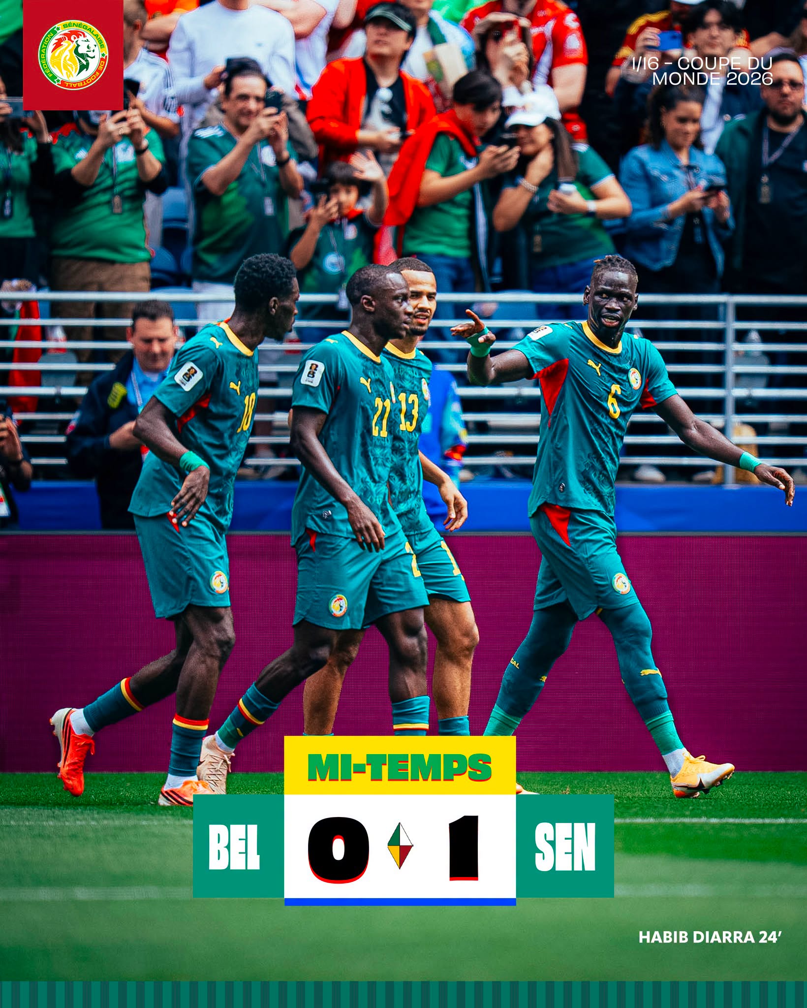 C’est la pause à Seattle : le Sénégal mène 1-0 face à la Belgique