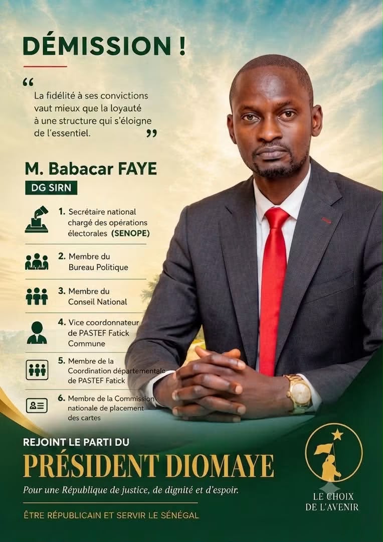 Politique : Babacar Faye démissionne du Pastef pour rejoindre le futur parti de la mouvance présidentielle