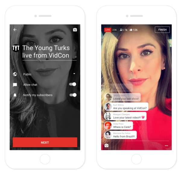 Live streaming désormais disponible sur Youtube via le mobile