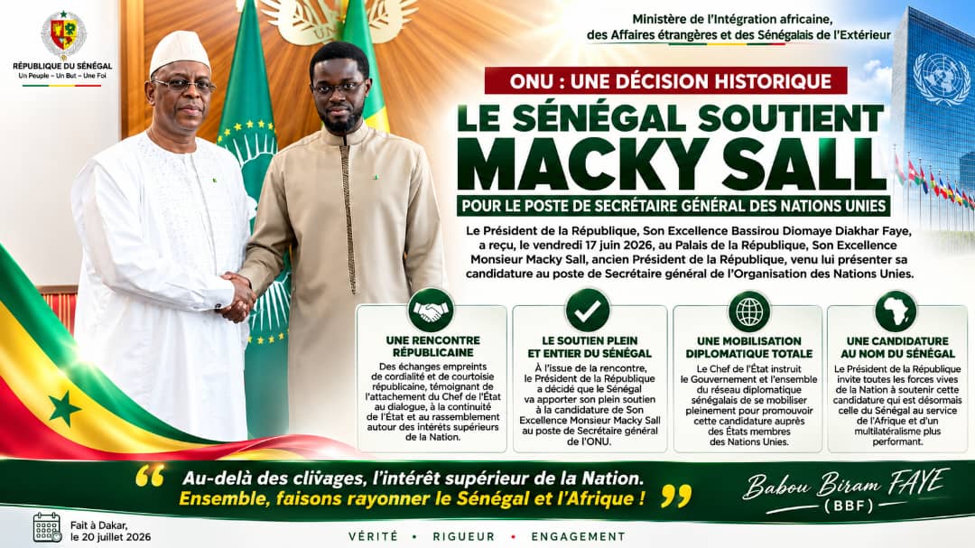 CANDIDATURE DE MACKY À L'ONU   Le Président Diomaye Faye privilégie la raison d'État Par Babou Biram FAYE (BBF)