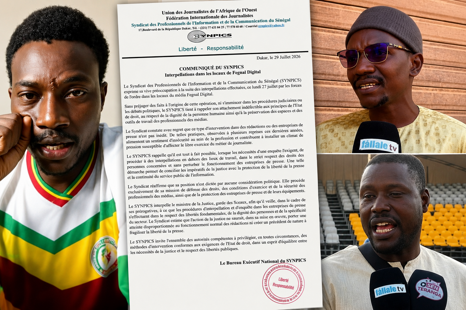 Communiqué sur Fegnal Digital : Vague de colère et d’indignation des journalistes contre le SYNPICS Communiqué sur Fegnal Digital : Vague de colère et d’indignation des journalistes contre le SYNPICS