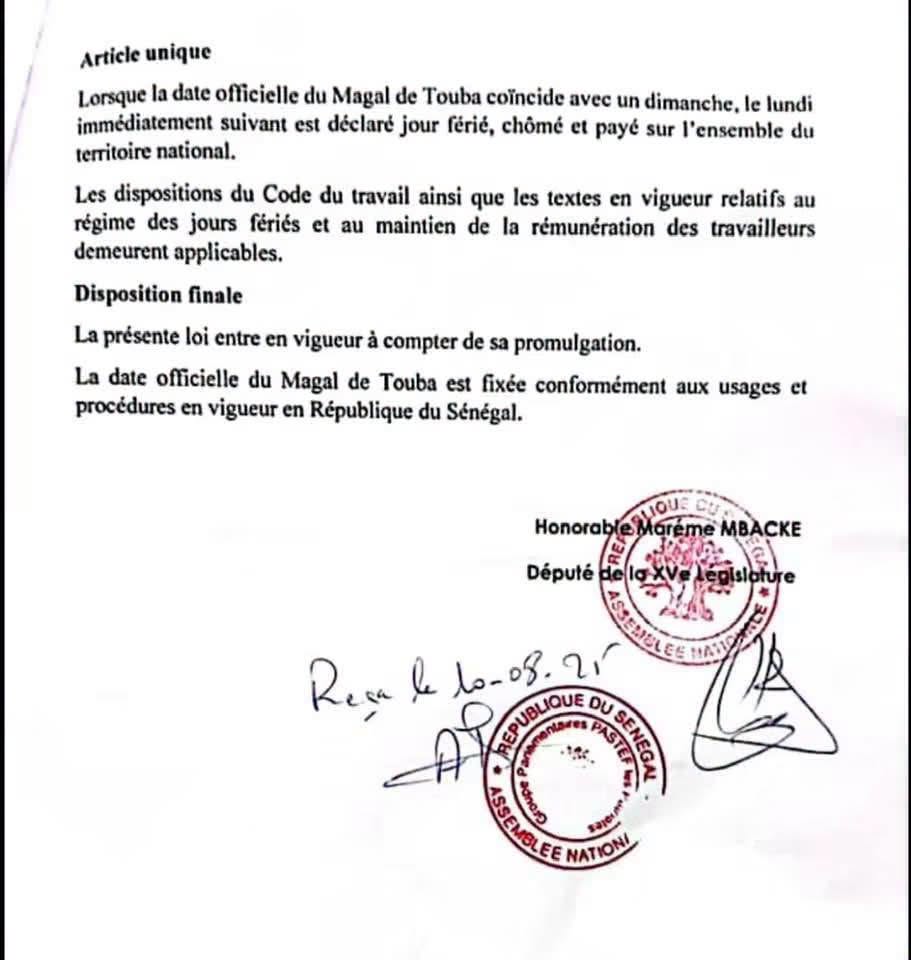 Magal de Touba : une députée de Pastef propose un jour férié lorsque le Magal tombe un dimanche