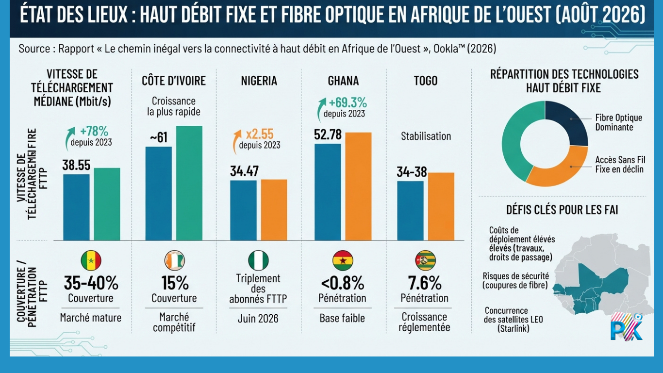 Fibre optique : la Côte d'Ivoire, le Ghana, le Nigéria et le Sénégal en tête d'une région en pleine mutation