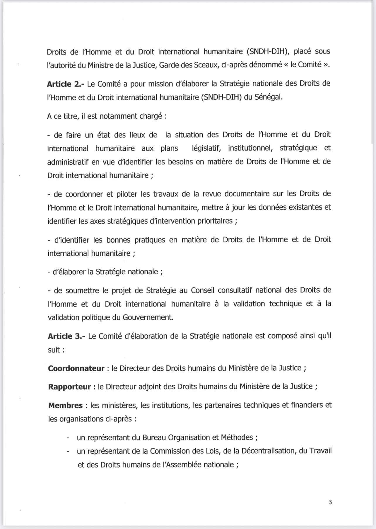 Le Sénégal met en place un Comité technique pour sa Stratégie nationale des Droits de l’Homme