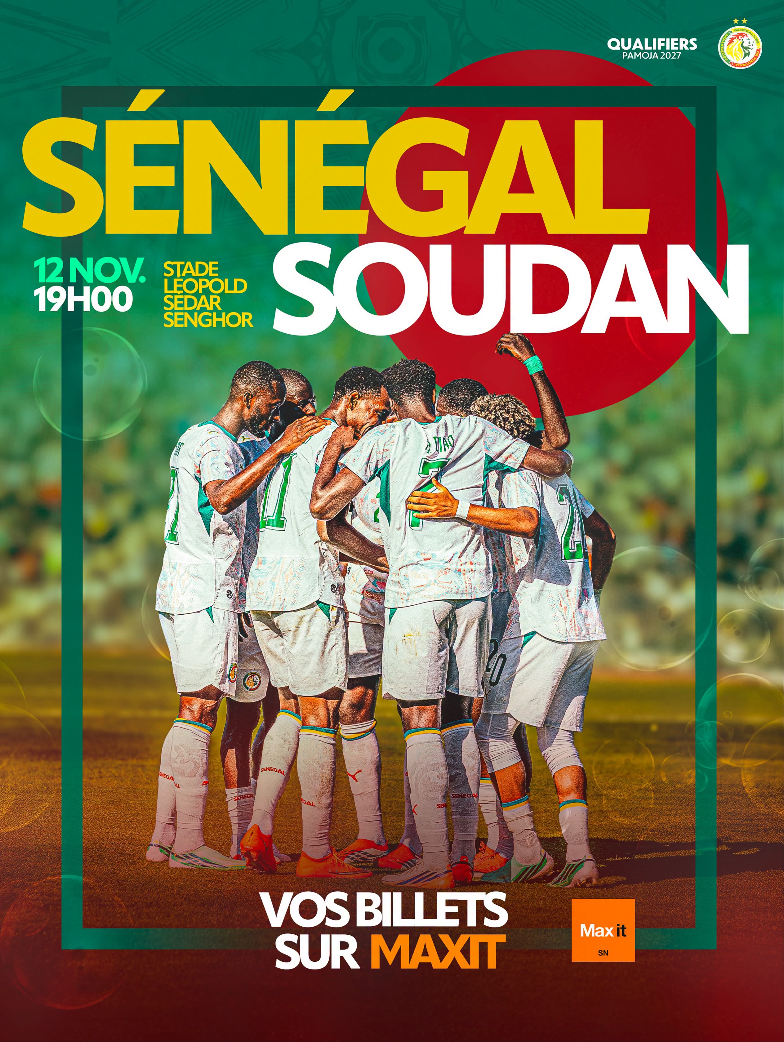 Éliminatoires CAN 2027 : les Lions retrouvent le stade Léopold Sédar Senghor face au Soudan le 12 novembre