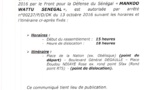 Communiqué: le Préfet de Dakar autorise la marche de Mankoo Watù Senegaal mais change l'itinéraire