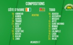 CAN 2017: Côte d'Ivoire / Togo: la composition des 2 équipes