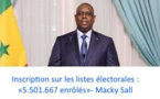 Inscription sur les listes électorales : «5.501.667 enrôlés», (président)