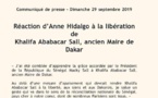 Anne Hidalgo exprime sa joie après la libération de Khalifa Sall (document)