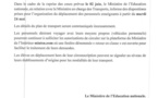 Reprise des cours : des dispositions prises pour le déplacement des personnels enseignants à partir de mardi (ministre)