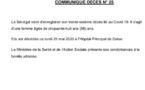Sénégal : un 36e décès lié au covid-19, il s'agit d'une femme âgée de 58 ans 