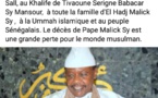 Rappel à Dieu de Serigne Pape Malick Sy : les condoléances du président guinéen Umao Mokhtar Cissoco