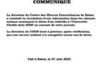 Décès annoncé à l'Ucad : la direction du Coud dément 