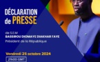 Urgent - le Président Bassirou Diomaye Faye fera une déclaration de presse ce vendredi à 21 heures 