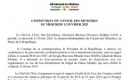 Communiqué du Conseil des ministres du mercredi 12 février 2025