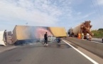 ​Circulation perturbée sur l’autoroute à péage : un camion renversé bloque l’accès à Keur Ndiaye Lô