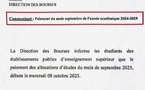 Allocations d’études de septembre : la Direction des Bourses annonce le paiement pour ce mercredi 8 octobre