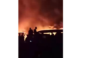 Keur Massar : un incendie dévastateur ravage actuellement le garage Ndiaga Ndiaye