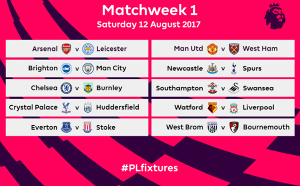 Le calendrier de la Premier League dévoilé