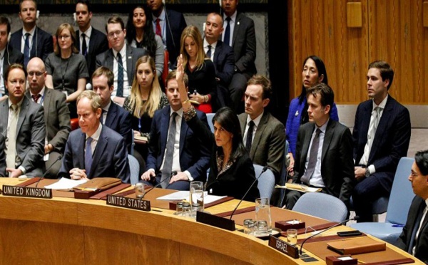 Jérusalem: veto américain à l'ONU sur une condamnation voulue par 14 pays