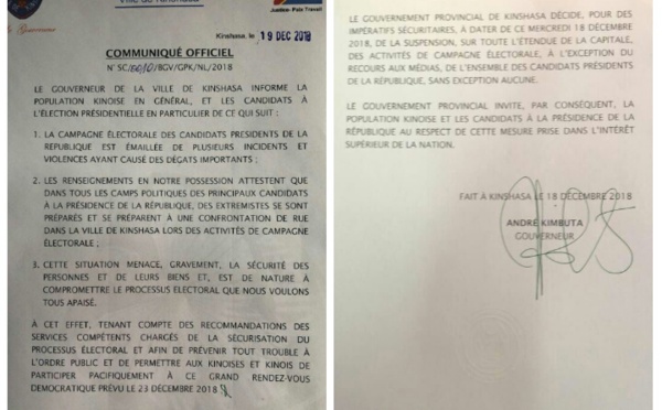 RDC : le gouvernement de Kinshasa suspend la campagne présidentielle dans la capitale