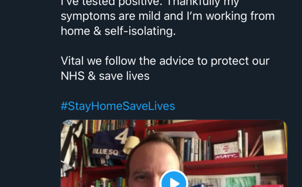 ​ANGLETERRE/COVID-19  Après le Pm, le ministre de la Santé testé positif