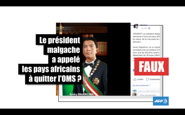 Non, le président malgache Andry Rajoelina n’a pas appelé les Etats africains à quitter l’OMS