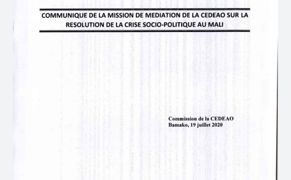 Sortie de crise au Mali : déclaration de la mission de médiation de la CEDEAO (documents)