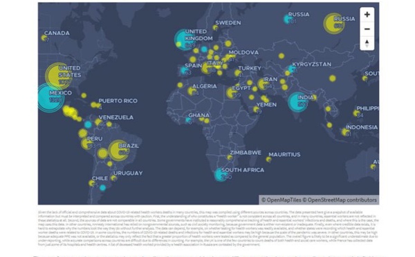 Plus de 7.000 professionnels de santé sont morts du COVID-19