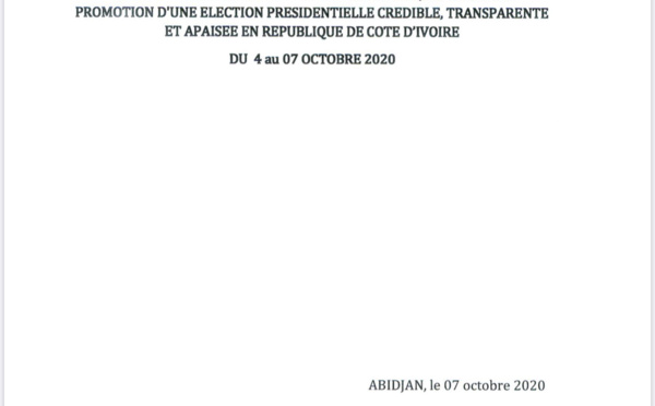 Présidentielle ivoirienne: la mission conjointe de la CEDEAO et l'ONU encouragent les parties prenantes à sécuriser le processus électoral ( Document)
