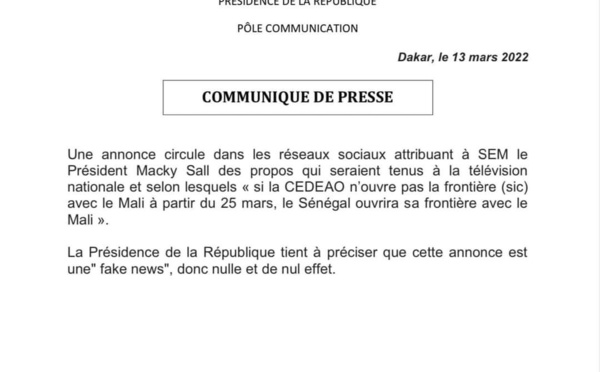 Ouverture des frontières avec le Mali : Macky Sall victime de Fake News