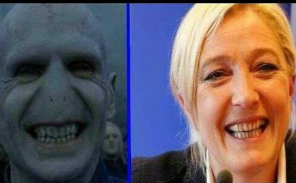 Marine Le Pen porte plainte contre Harry Potter pour sa ressemblance avec Voldemort.