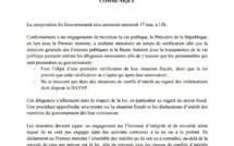 La composition du gouvernement français annoncée ce mercredi, (communiqué)
