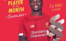 Sadio Mané élu joueur du mois de Novembre à Liverpool