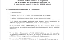 Le CNRA lève la suspension des programmes de la SEN TV (Document)