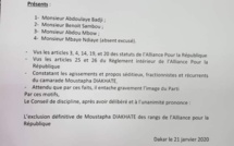 Urgent - Moustapha Diakhaté exclu définitivement de l'Alliance pour la République (Apr)