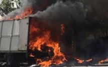 Somone : un camion a pris feu sous la gare du péage