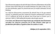 Côte d'Ivoire : le ministre des Mines annonce une importante découverte de gaz et de pétrole (Document)