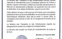 Suspension de vols vers le Mali : les autorités dénoncent la décision « brusque, sans consultation et sans aucune justification d’Air France »